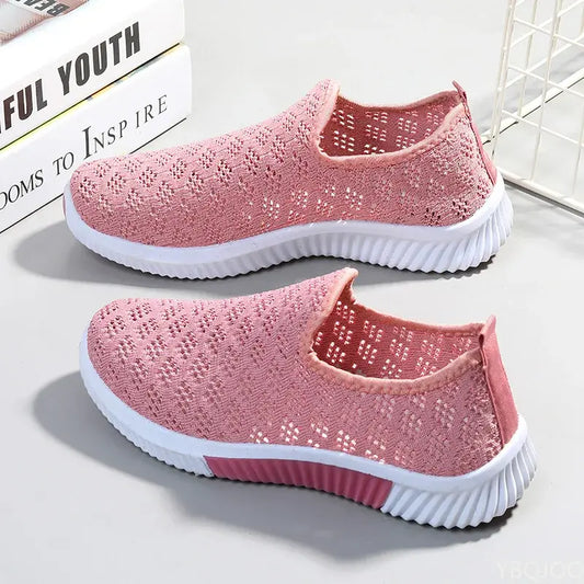 2024 New Fashion Mesh Shoes Women Shoes Mesh Sports Shoes Breathable Flats Soft Sole Casual Sneakers - wantitall.org