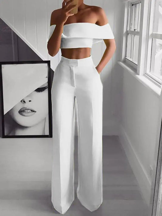 Cropped Top + Long Trousers Set - wantitall.org